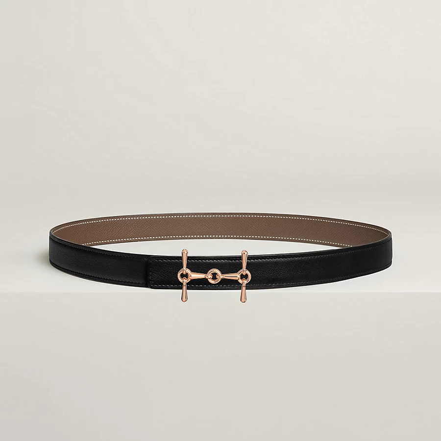 H Equestre belt buckle & Reversible leather strap 24 mm - Image 2